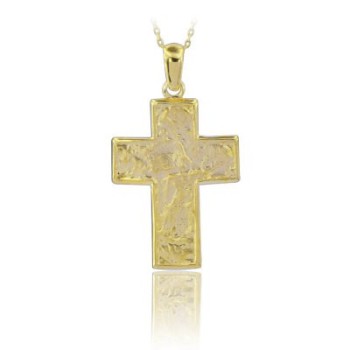 14K Solid Gold Cross Charm Necklace