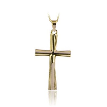 14K Solid Gold Cross Charm Necklace