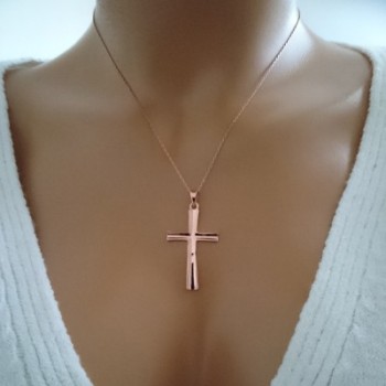 14K Solid Gold Cross Charm Necklace