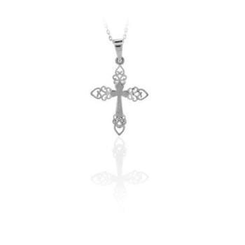 14K Solid Gold Cross Charm Necklace