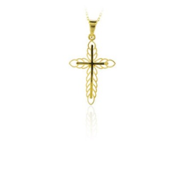 14K Solid Gold Cross Charm Necklace