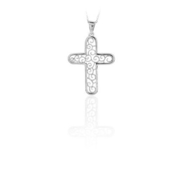 14K Solid Gold Cross Charm Necklace