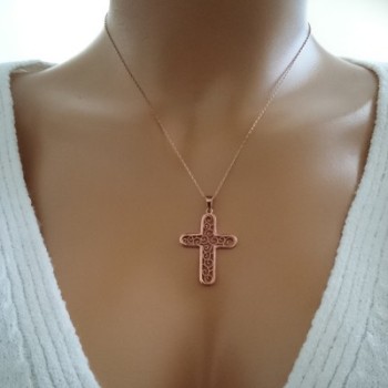 14K Solid Gold Cross Charm Necklace