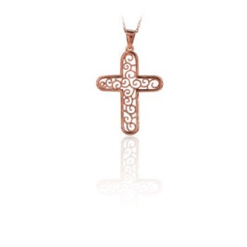 14K Solid Gold Cross Charm Necklace