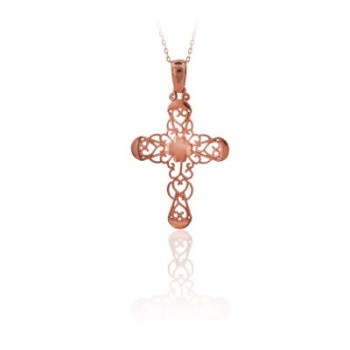 14K Solid Gold Cross Charm Necklace