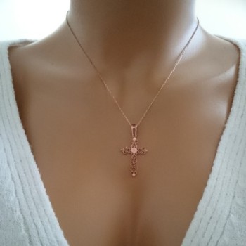 14K Solid Gold Cross Charm Necklace