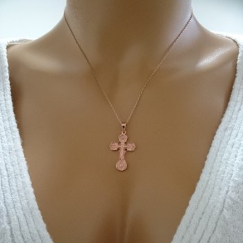 14K Solid Gold Cross Crucifix Charm Necklace