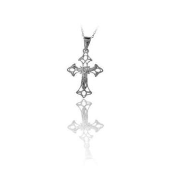 14K Solid Gold Cross Crucifix Charm Necklace