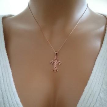 14K Solid Gold Cross Crucifix Charm Necklace