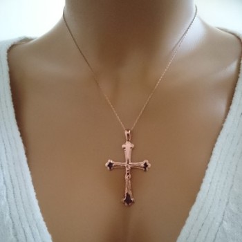 14K Solid Gold Cross Crucifix Charm Necklace