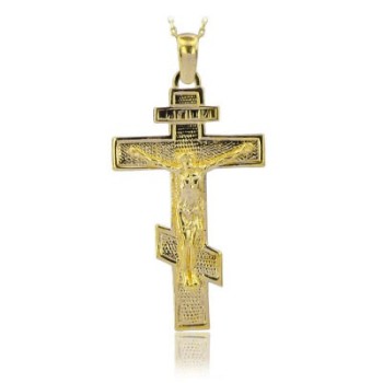 14K Solid Gold Cross Crucifix Charm Necklace