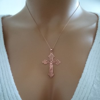 14K Solid Gold Cross Crucifix Charm Necklace