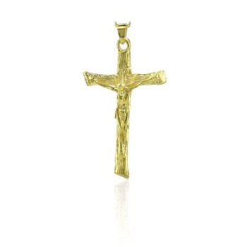 14K Solid Gold Cross Crucifix Charm Necklace