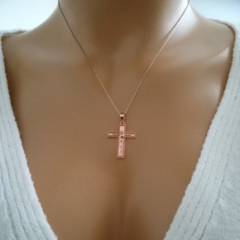 14K Solid Gold Cross Crucifix Charm Necklace