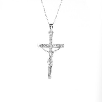 14K Solid Gold Cross Crucifix Charm Necklace