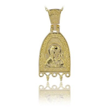 14K Solid Gold Virgin Mary Charm Necklace