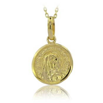 14K Solid Gold Virgin Mary Charm Necklace