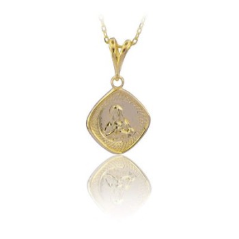 14K Solid Gold Virgin Mary Charm Necklace