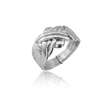 14K Solid White Gold 6 Band Puzzle Ring