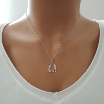 925 K Sterling Silver Personalized Letter  Q Necklace