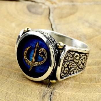 925K Sterling Silver Alif Waav Men Ring