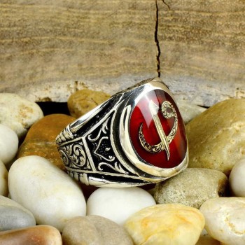 925K Sterling Silver Alif Waav Men Ring