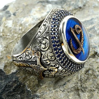 925K Sterling Silver Alif Waav Men Ring