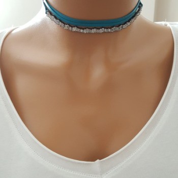 925K Sterling Silver Baguette Choker Necklace