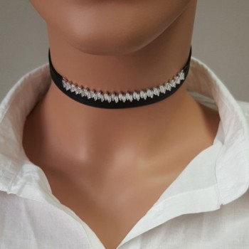 925K Sterling Silver Baguette Choker Necklace