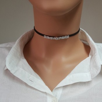 925K Sterling Silver Baguette Choker Necklace