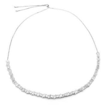 925K Sterling Silver Baguette Choker Necklace