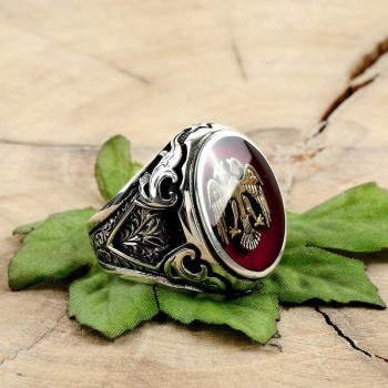 925K Sterling Silver Double Head Eagle Men Ring