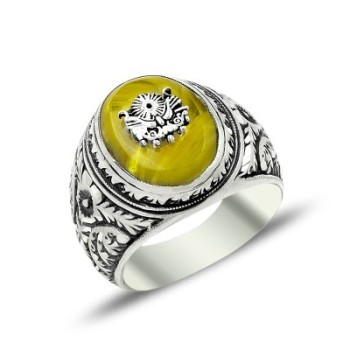 925K Sterling Silver Handmade Ottoman Arms Men Ring