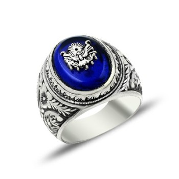 925K Sterling Silver Handmade Ottoman Arms Men Ring