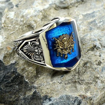 925K Sterling Silver Ottoman Arms Men Ring