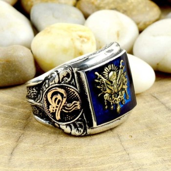 925K Sterling Silver Ottoman Arms Men Ring