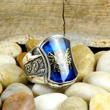 925K Sterling Silver Ottoman Arms Men Ring