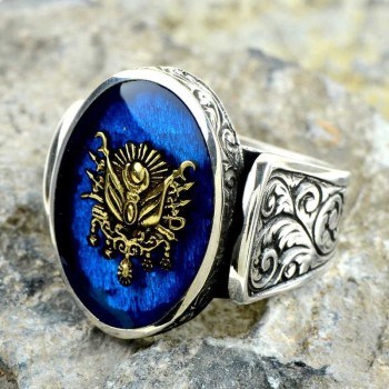 925K Sterling Silver Ottoman Arms Men Ring