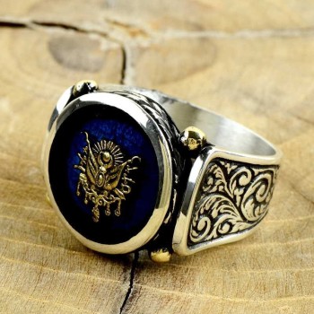 925K Sterling Silver Ottoman Arms Men Ring