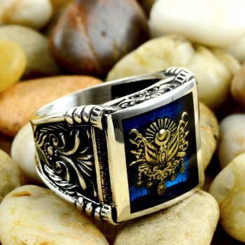 925K Sterling Silver Ottoman Arms Men Ring