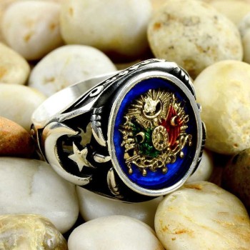 925K Sterling Silver Ottoman Arms Men Ring