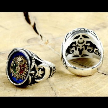 925K Sterling Silver Ottoman Arms Men Ring