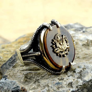 925K Sterling Silver Ottoman Arms Men Ring