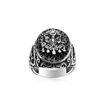 925K Sterling Silver Ottoman Arms Men Ring