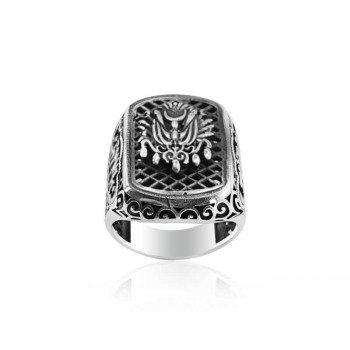 925K Sterling Silver Ottoman Arms Men Ring