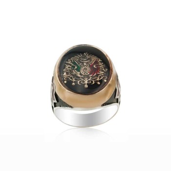 925K Sterling Silver Ottoman Arms Men Ring