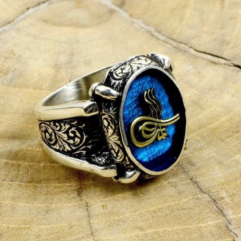 925K Sterling Silver Ottoman Tugra Men Ring