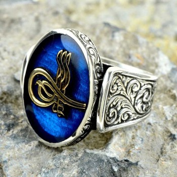 925K Sterling Silver Ottoman Tugra Men Ring