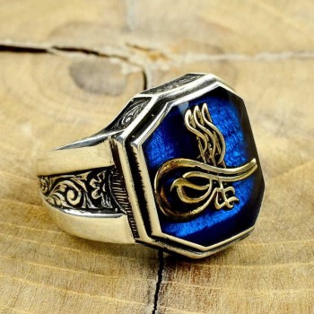 925K Sterling Silver Ottoman Tugra Men Ring