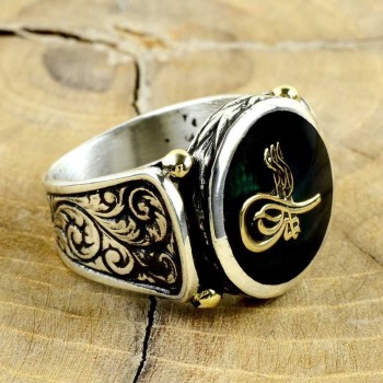 925K Sterling Silver Ottoman Tugra Men Ring